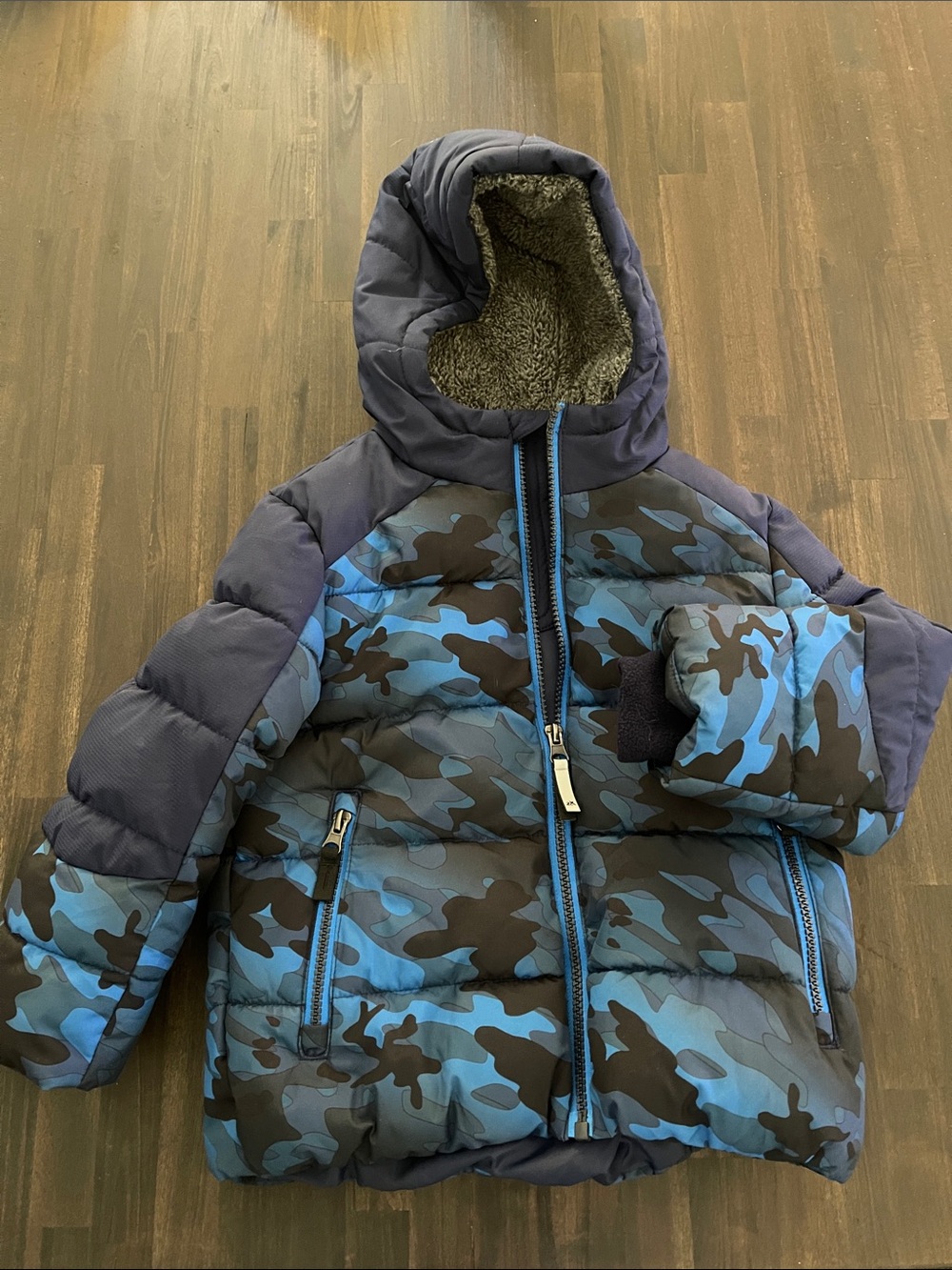 ZeroXposur Boys Blue Camo Hooded Puffer Jacket